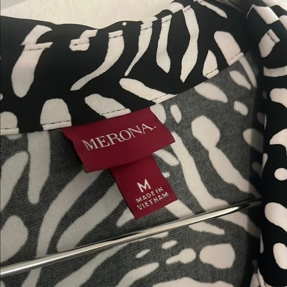 MERONA Womens Dress Black and White Patterned Dress Office Professional Medium - Picture 4 of 5